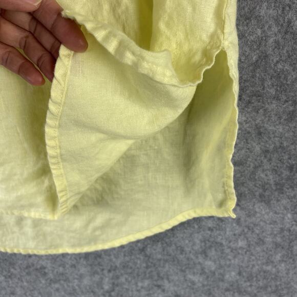 Malvin Germany I Love Linen Dress Womens Large Yellow Crochet Lagenlook Coastal - Picture 12 of 13